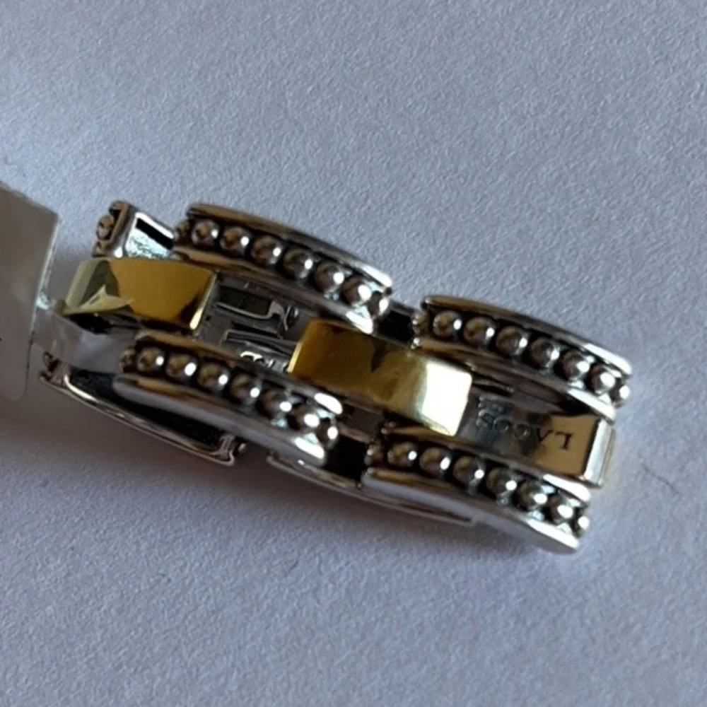 LAGOS HIGH BAR Two-Tone Caviar Link Ring - Picture 8 of 11